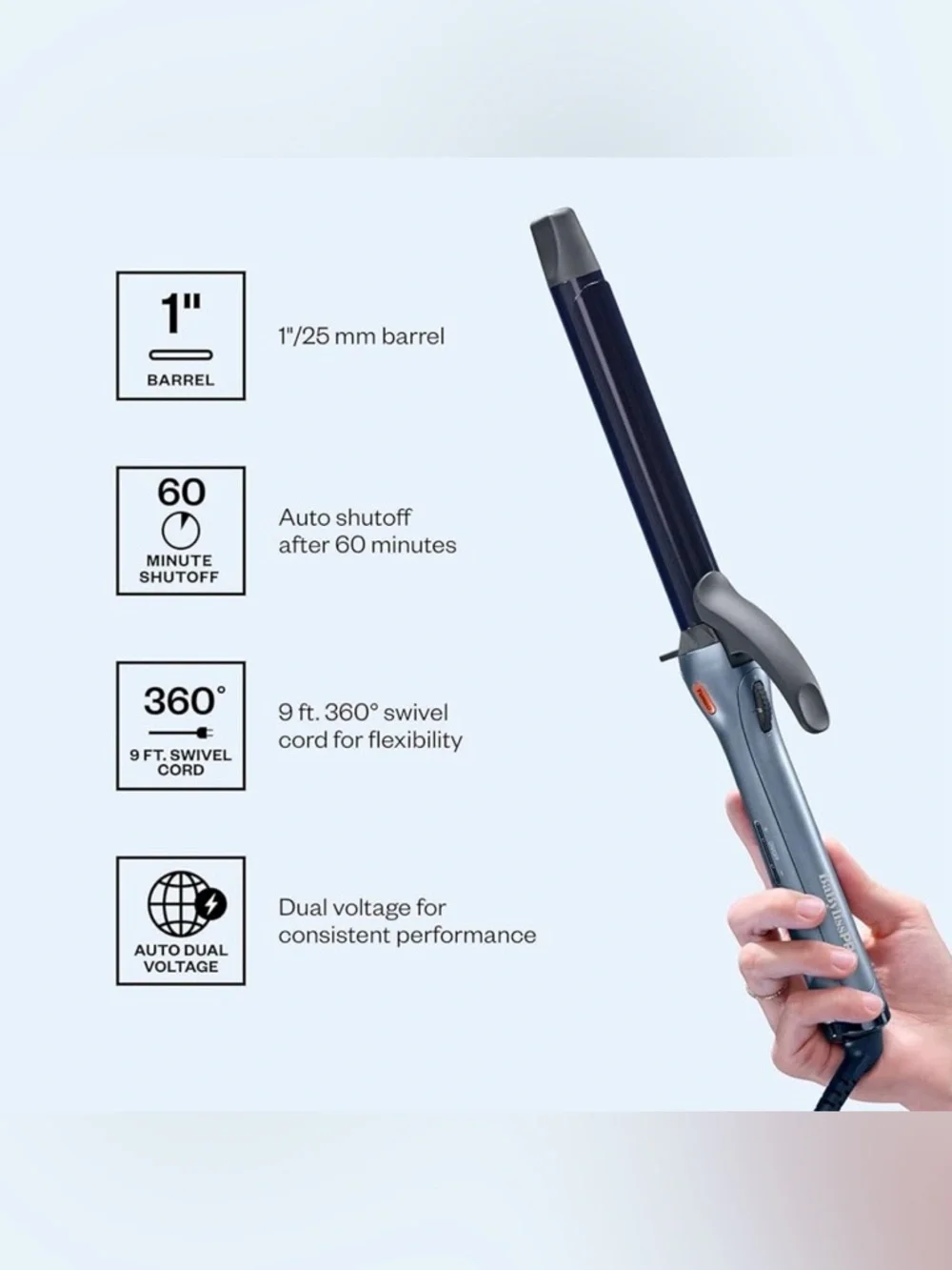 BaBylissPRO Nano Titanium PrecisionGrip 1 Inch Curling Iron